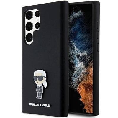Husa Karl Lagerfeld Silicone Ikonik Metal Pin pentru Samsung Galaxy S24 Ultra - Negru