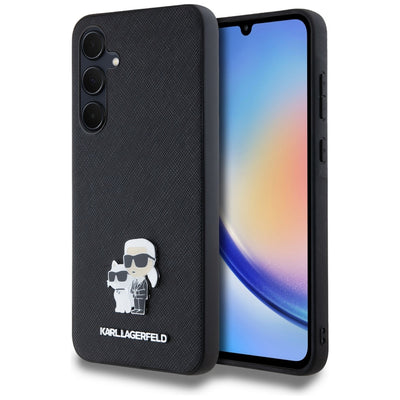 Husa Karl Lagerfeld Saffiano Karl&Choupette Pin pentru Samsung Galaxy A35 - Negru