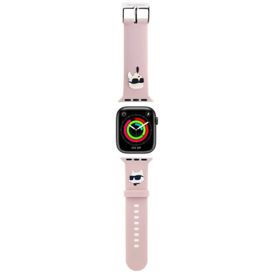 Curea Karl Lagerfeld 3D Rubber Karl&Choupette Heads pentru Apple Watch 38/40/41mm - Roz