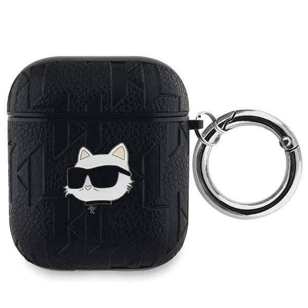 Husa Karl Lagerfeld Monogram Choupette Head pentru AirPods 1 / 2 - Negru