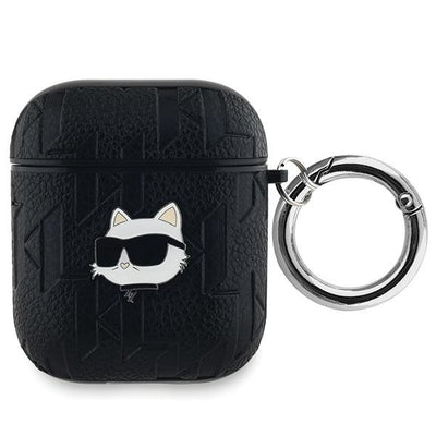 Husa Karl Lagerfeld Monogram Choupette Head pentru AirPods 1 / 2 - Negru