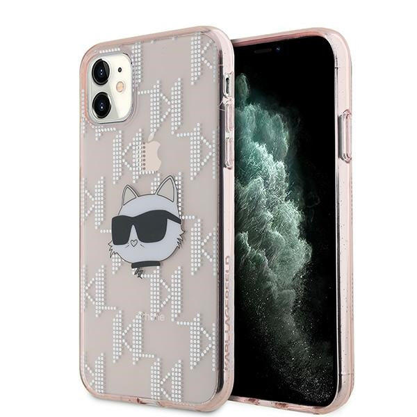 Husa Karl Lagerfeld IML Choupette Head & Monogram pentru iPhone 11 / Xr - Roz