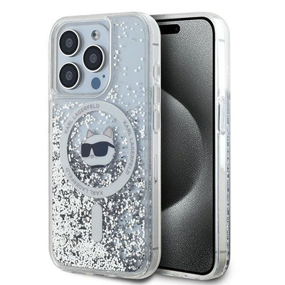 Husa Karl Lagerfeld Liquid Glitter Choupette Head Magsafe pentru iPhone 13 Pro Max - Transparent