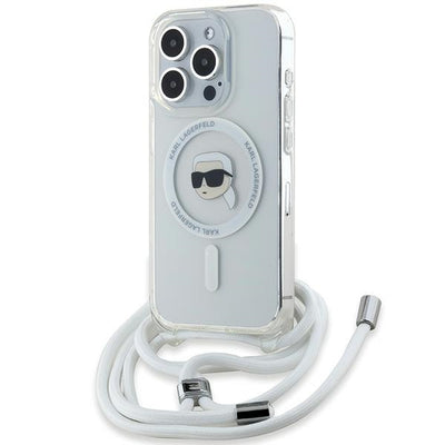 Husa Karl Lagerfeld Crossbody IML Karl Head Magsafe pentru iPhone 15 Pro - Transparent