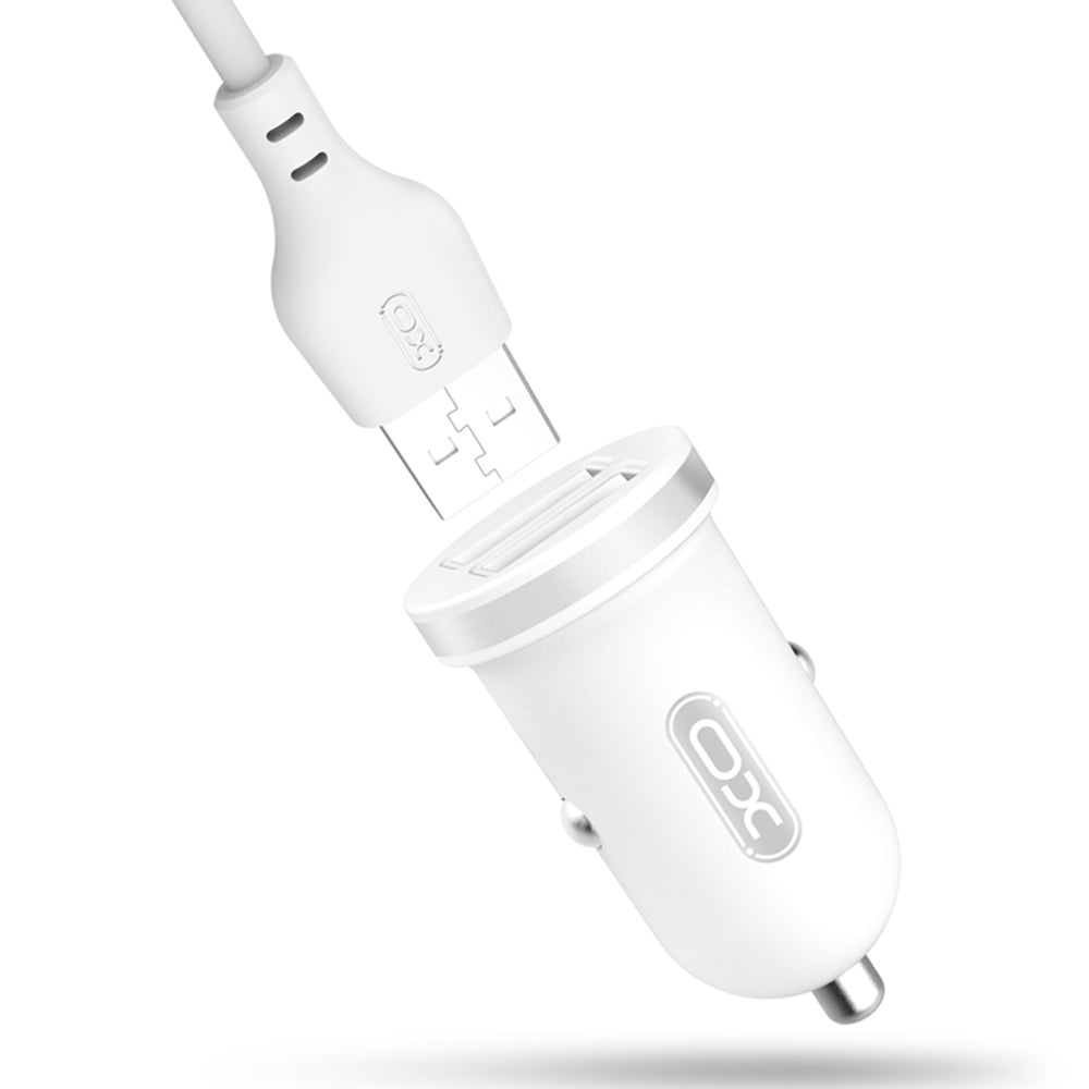 Cablu XO Incarcator auto Tz08 2x USB 2,1A Alb + Lightning