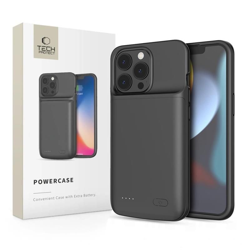 Acumulator extern Tech-protect Powercase pentru iPhone 13 / 13 Pro cu 4800mAh - Negru