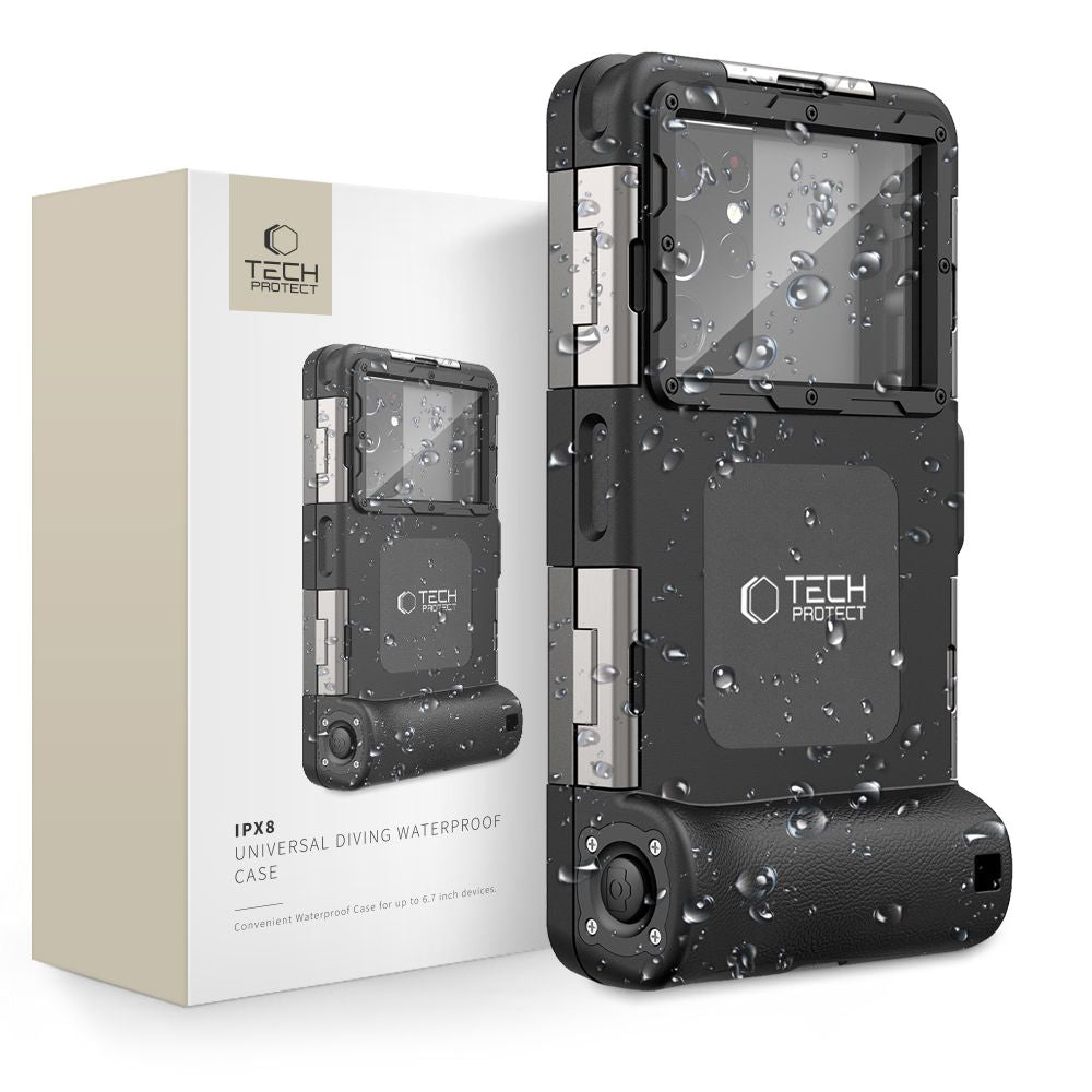 Husa Tech-protect Waterproof Ipx8 pentru 4.7-6.7" Smartphones - Negru