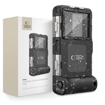 Husa Tech-protect Waterproof Ipx8 pentru 4.7-6.7" Smartphones - Negru
