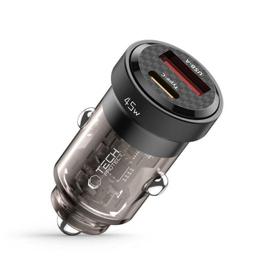 Incarcator auto Tech-protect Cc45w Usb-c PD 45W / Usb-a QC 3.0 - Negru