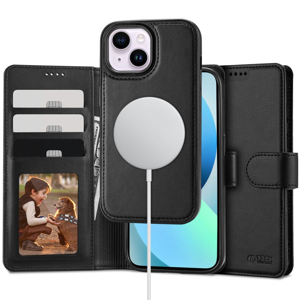 Husa Tech-protect Wallet Magsafe pentru iPhone 13 - Negru
