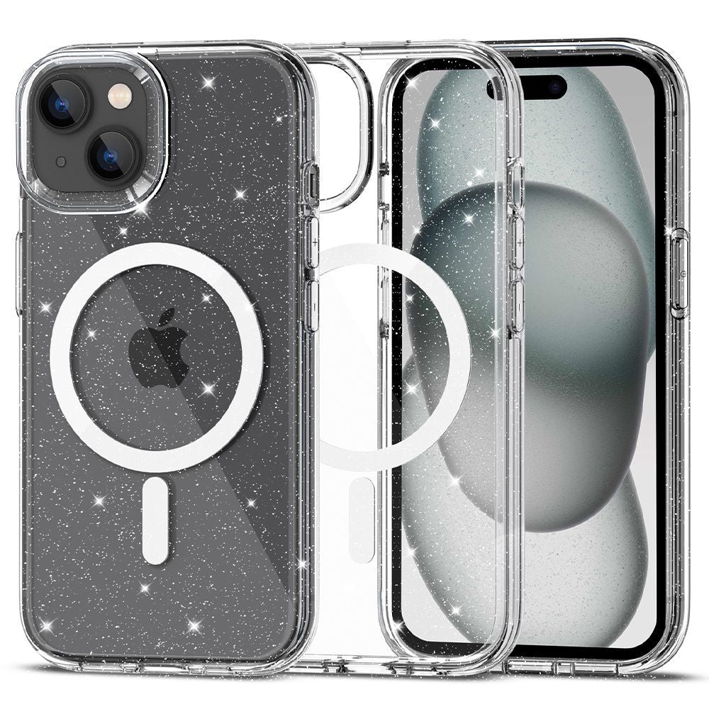 Husa Tech-protect Flexair Hybrid Magsafe iPhone 15 - Transparent Glitter
