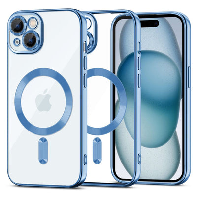 Husa Tech-protect Magshine Line Magsafe pentru iPhone 15 - Albastru