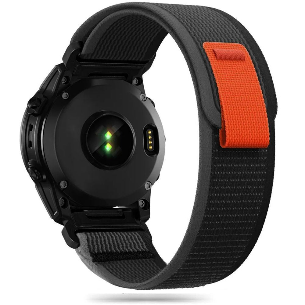 Curea Tech-protect Nylon pentru Garmin Fenix 5 / 6 / 6 Pro / 7 - Negru/Portocaliu