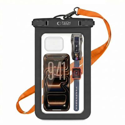 Husa Tech-protect Waterproof Uwc9 Waterproof pentru Devices Up To 8.9" - Negru And Portocaliu
