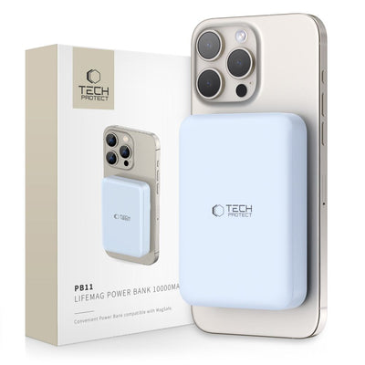 Cablu Tech-protect Lifemag Pb11 Acumulator extern cu Magsafe 10000mAh 15W Usb-c Port - Albastru + Usb-c
