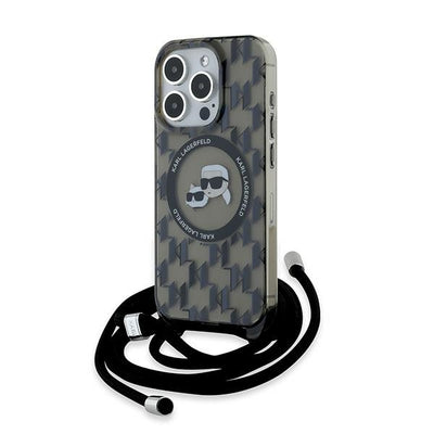 Husa Karl Lagerfeld IML Crossbody Monogram Karl & Choupette Head Magsafe pentru iPhone 15 Pro Max - Negru