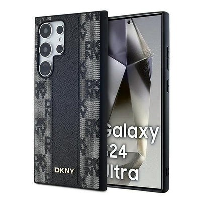 Husa Dkny Leather Checkered Mono Pattern Magsafe pentru Samsung Galaxy S24 Ultra - Negru
