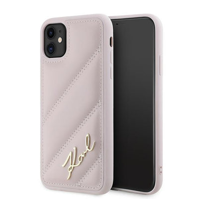 Husa Karl Lagerfeld Diagonal Quilted Script pentru iPhone 11 / Xr - Roz