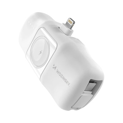Cablu Wozinsky 5000mAh 15W Lightning Mini Acumulator extern cu Built-in Usb-c And Apple Watch Incarcator - Alb