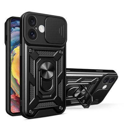 Husa Hybrid Armor Camshield iPhone 16 Plus Armored cu Camera Cover And Stand - Negru