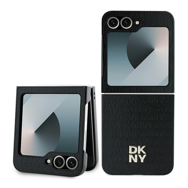 Husa Dkny Repeat Pattern Stack Logo pentru Samsung Galaxy Z Flip6 - Negru