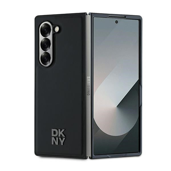 Husa Dkny Magsafe Plain Leather Metal Stack Logo pentru Samsung Galaxy Z Fold 6 - Negru