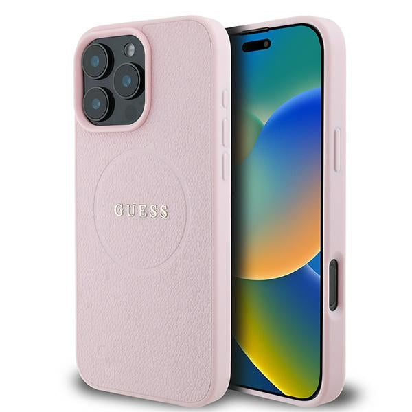 Husa Guess Magsafe Grained Auriu Ring iPhone 15 Pro Max - Roz