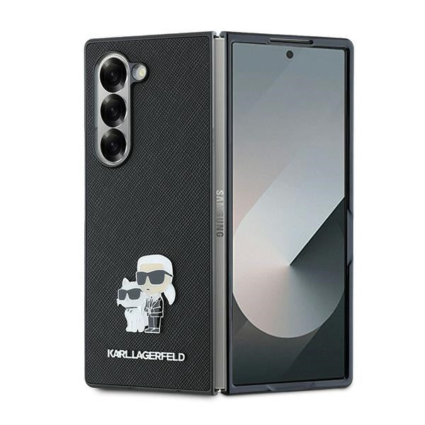 Husa Karl Lagerfeld Saffiano Metal Pin pentru Samsung Galaxy Z Fold 6 - Negru