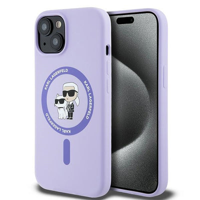 Husa Karl Lagerfeld Silicone Karl&Choupette Heads Ring Magsafe iPhone 15 - Mov