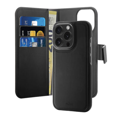 Husa Puro Wallet Detachable Magsafe 2in1 PU Leather cu Flap And Wallet pentru iPhone 16 Pro - Negru