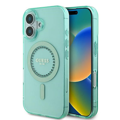 Husa Guess IML Rhinestones Magsafe iPhone 16 Plus - Verde