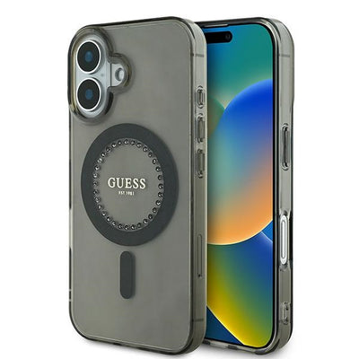 Husa Guess IML Rhinestones Magsafe iPhone 16 - Negru