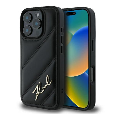 Husa Karl Lagerfeld Quilted Signature iPhone 16 Pro - Negru