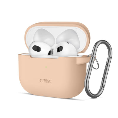 Husa Tech-protect Silicone Hook pentru Apple AirPods 3 - Bej