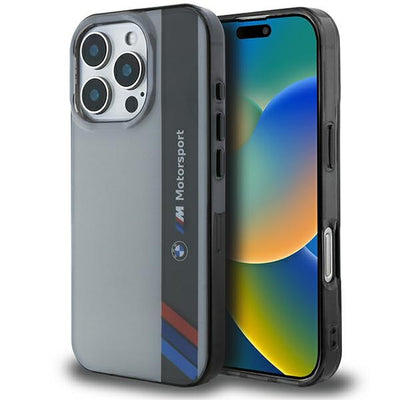 Husa BMW Motosport IML Vertical Stripe iPhone 16 Pro - Gri