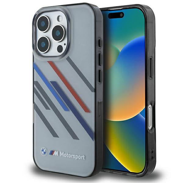 Husa BMW Motosport IML Random Stripes iPhone 16 Pro - Gri