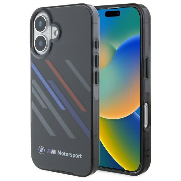 Husa BMW Motosport IML Random Stripes iPhone 16 Plus - Negru