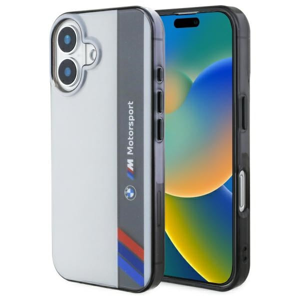 Husa BMW Motosport IML Vertical Stripe iPhone 16 - Gri