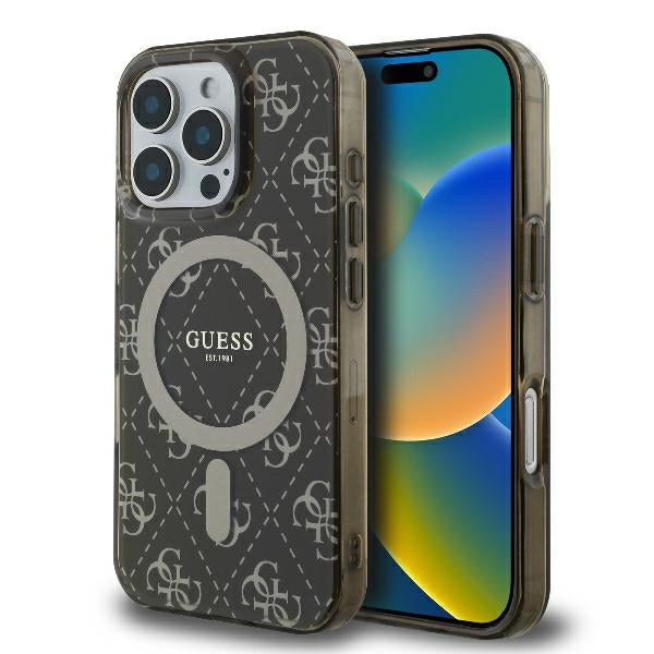 Husa Guess IML 4G Background Magsafe iPhone 16 Pro - Maro