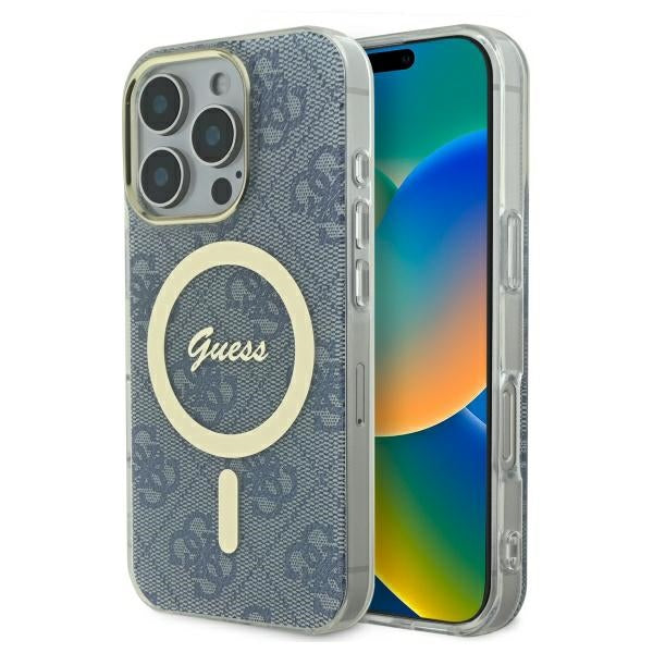 Husa Guess IML 4G Magsafe iPhone 16 Pro - Albastru