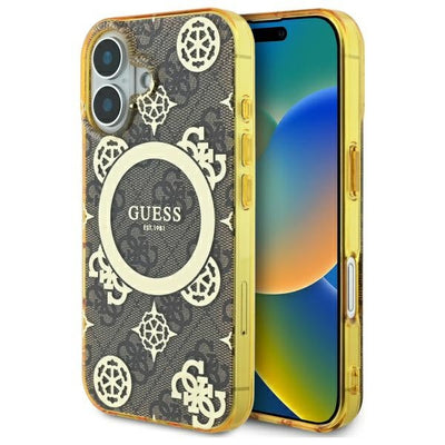 Husa Guess IML Peony On 4G Background Magsafe iPhone 16 - Maro
