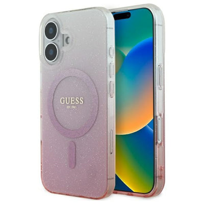 Husa Guess IML Glitter Gradient Magsafe iPhone 16 - Roz