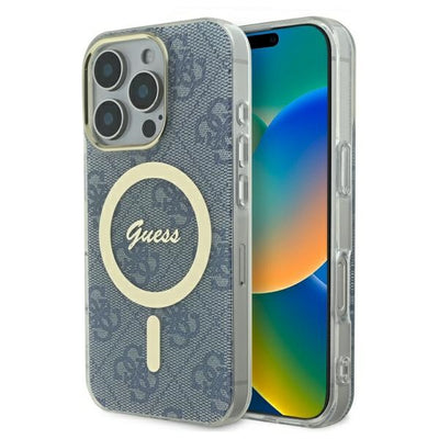 Husa Guess IML 4G Magsafe pentru iPhone 16 Pro Max - Albastru