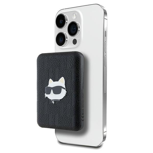 Acumulator extern Karl Lagerfeld Inductive 16W 5000mAh Negru/Negru Choupette Head Pin Magsafe