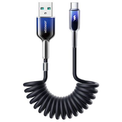 Cablu Joyroom S-a43 Crystal-Transparent Series 3A Usb-a - Usb-c Spiral 1.5m - Negru