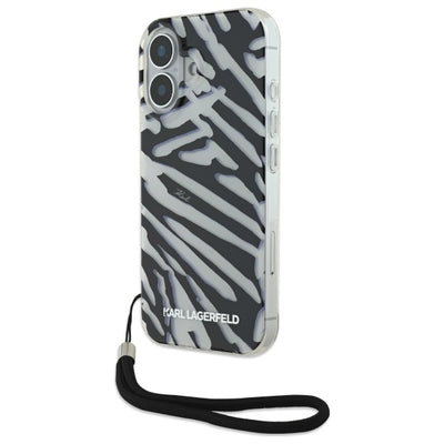 Husa Karl Lagerfeld IML Zebra Pattern & Cord iPhone 16 - Negru