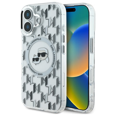 Husa Karl Lagerfeld IML Monogram Karl & Choupette Head Magsafe iPhone 16 - Transparent