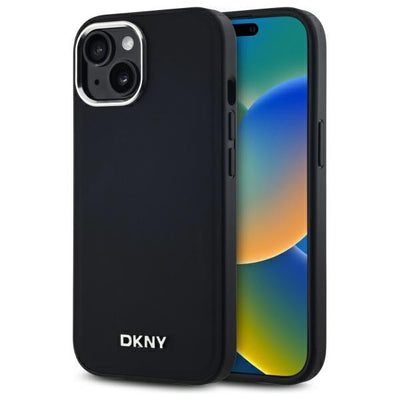 Husa Dkny Plain Logo Magsafe iPhone 15 - Negru
