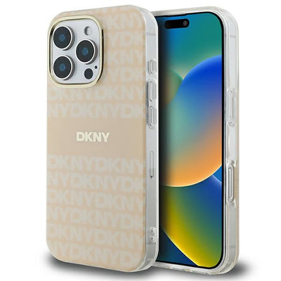 Husa Dkny Repeat Texture Pattern & Stripe Magsafe iPhone 16 Pro - Roz