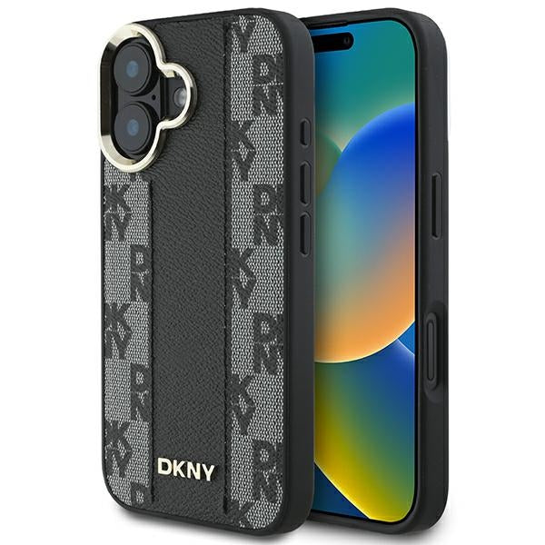 Husa Dkny Checkered Pattern Magsafe iPhone 16 - Negru
